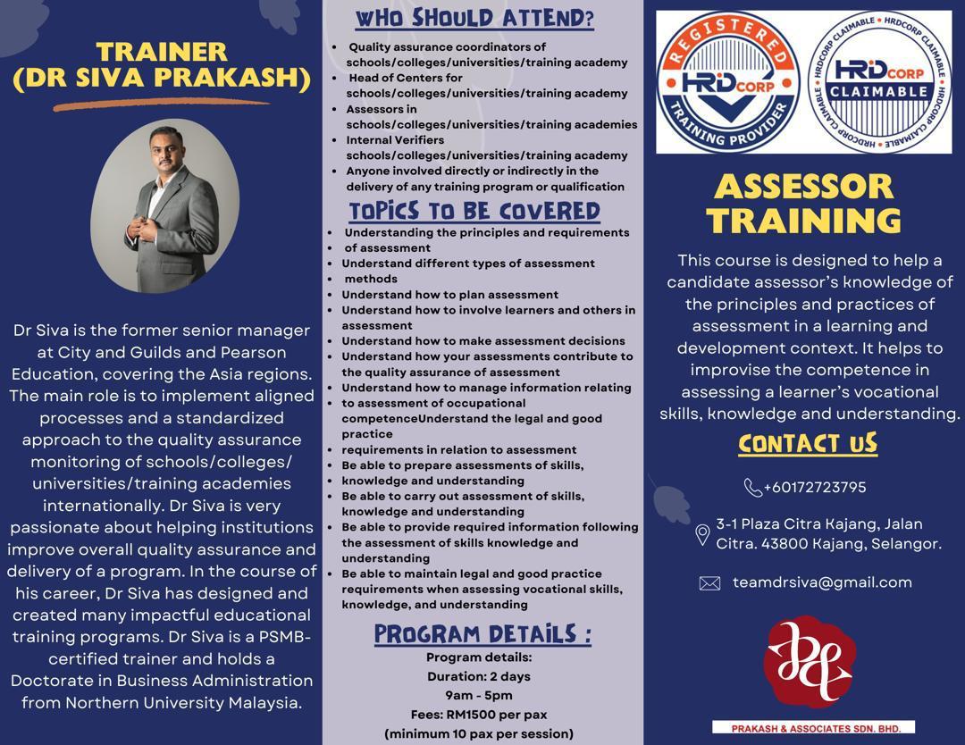Professional Assessor Training Competency Poster